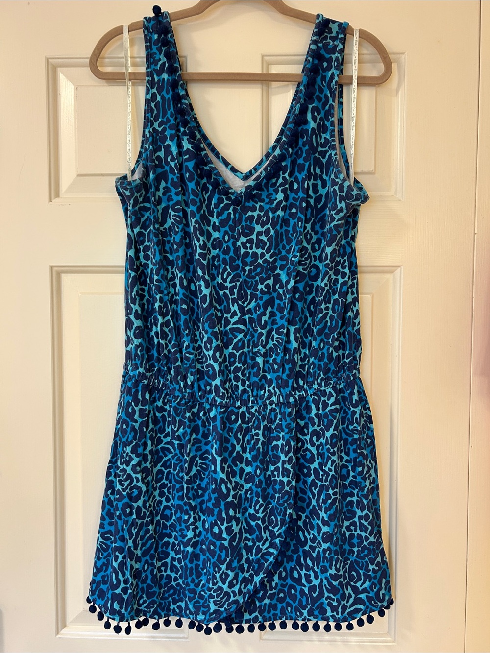 Lilly Pulitzer Blue Leopard Print Sleeveless Summer Romper with skirt